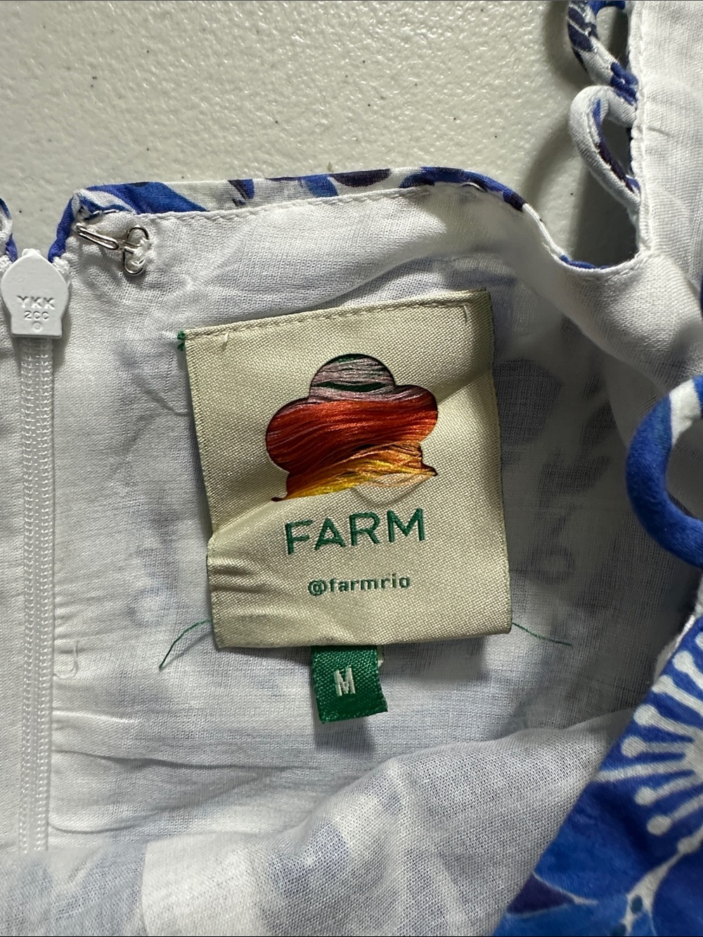 FARM Rio Blue White Floral Button-Front Peplum Blouse - Picture 6 of 8